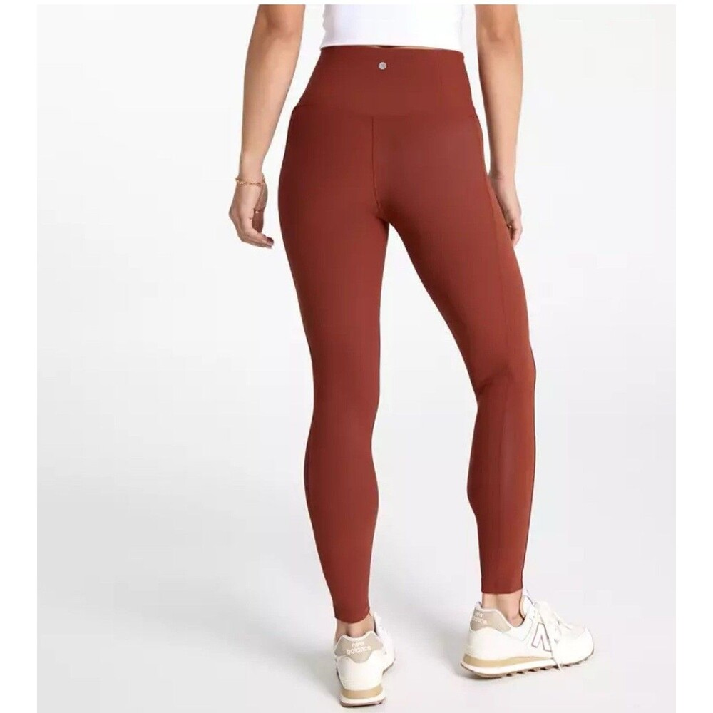 Calia Women's Seamed Ribbed Essential 7/8 High-Rise Leggings Brown Small